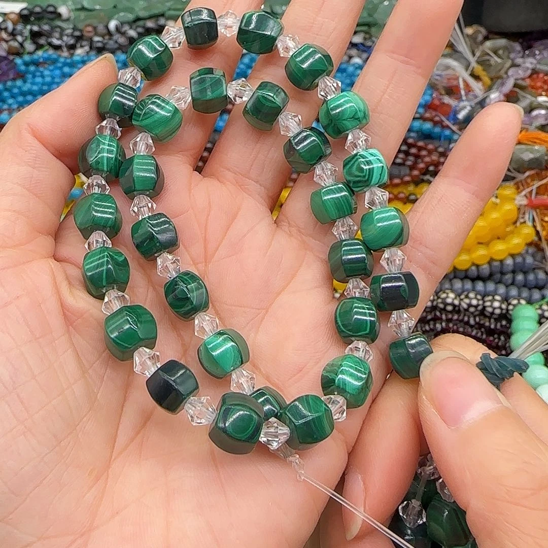 玛瑙/玉髓合金珠宝半成品孔雀石南瓜8mm一条