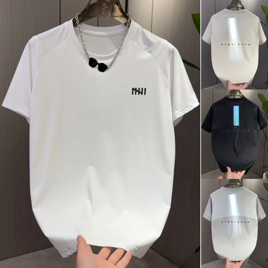 2025激光冲孔速干短袖高级感宽松短袖百搭字母休闲短袖T恤衫7753