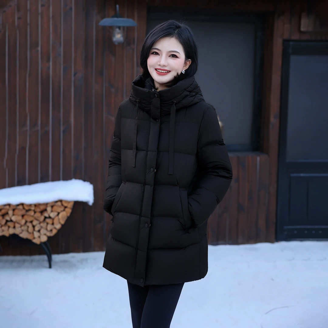 【90白鹅绒】枫竺阿楠anan连帽收腰通勤女冬季轻暖中长款鹅绒羽绒服