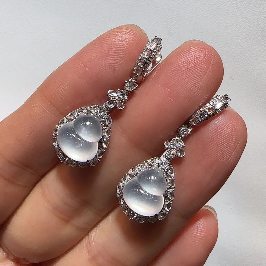 翡翠18K金镶嵌耳饰葫芦耳坠