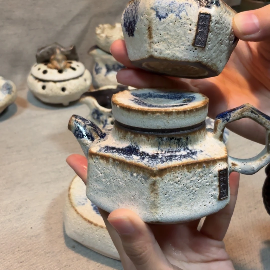 粉引粗陶手作一壶一杯