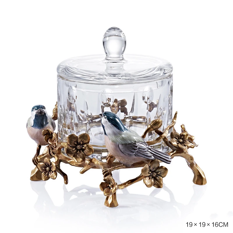 【本尼家】M79铜配水晶储物罐装饰摆件19*19*16cm