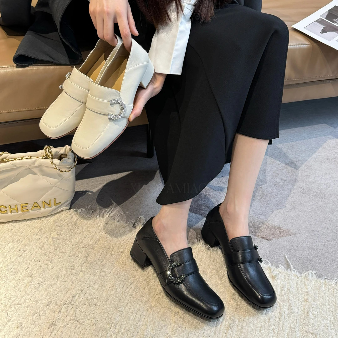 小发喵英伦风春秋百搭软底粗跟乐福鞋