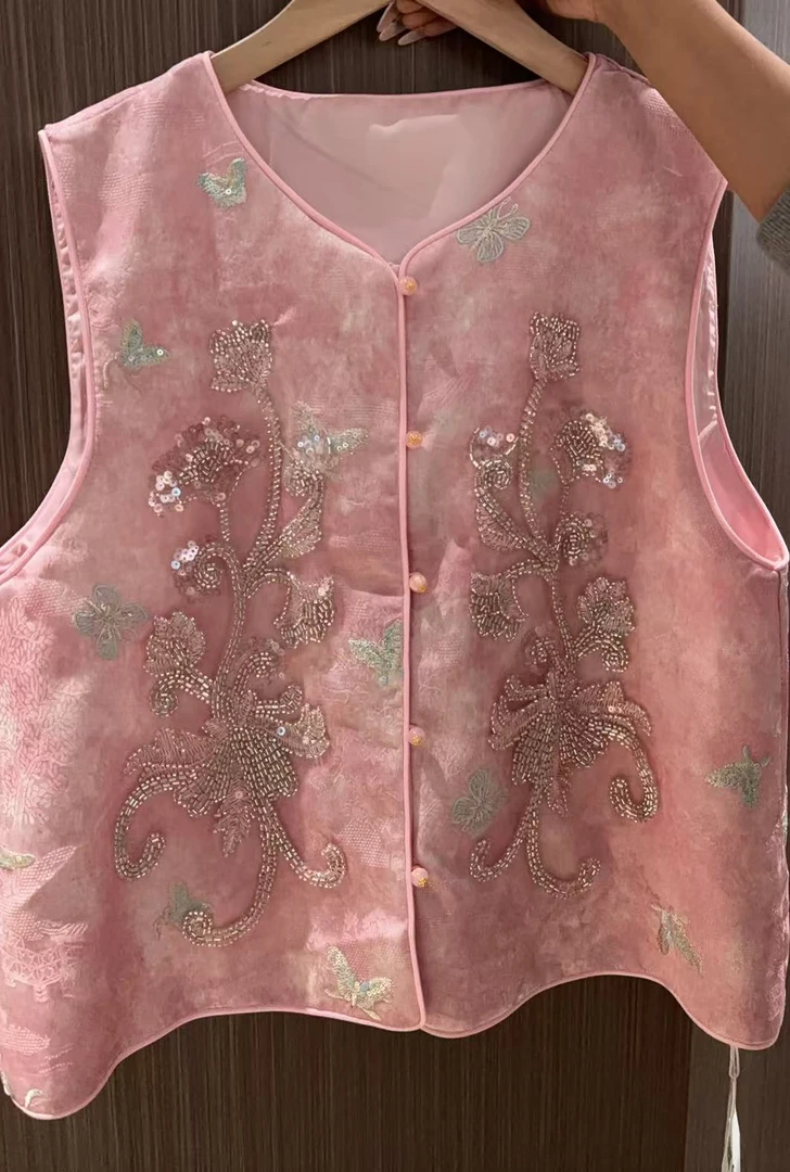 新中式重工蝴蝶刺绣马甲8010#