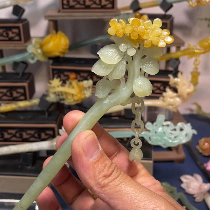 蛇纹石玉未镶嵌发饰