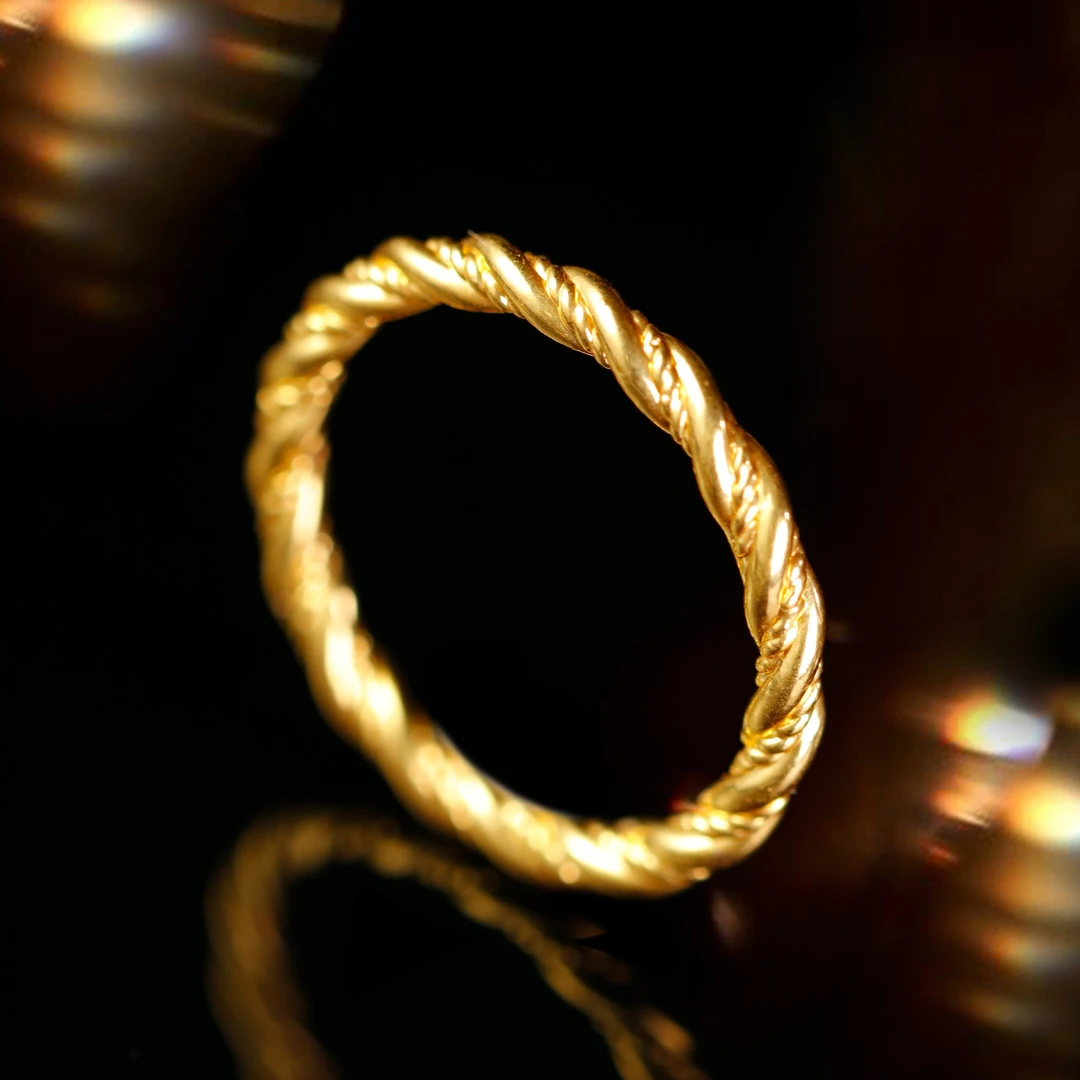 古法花丝/足金麻花戒指