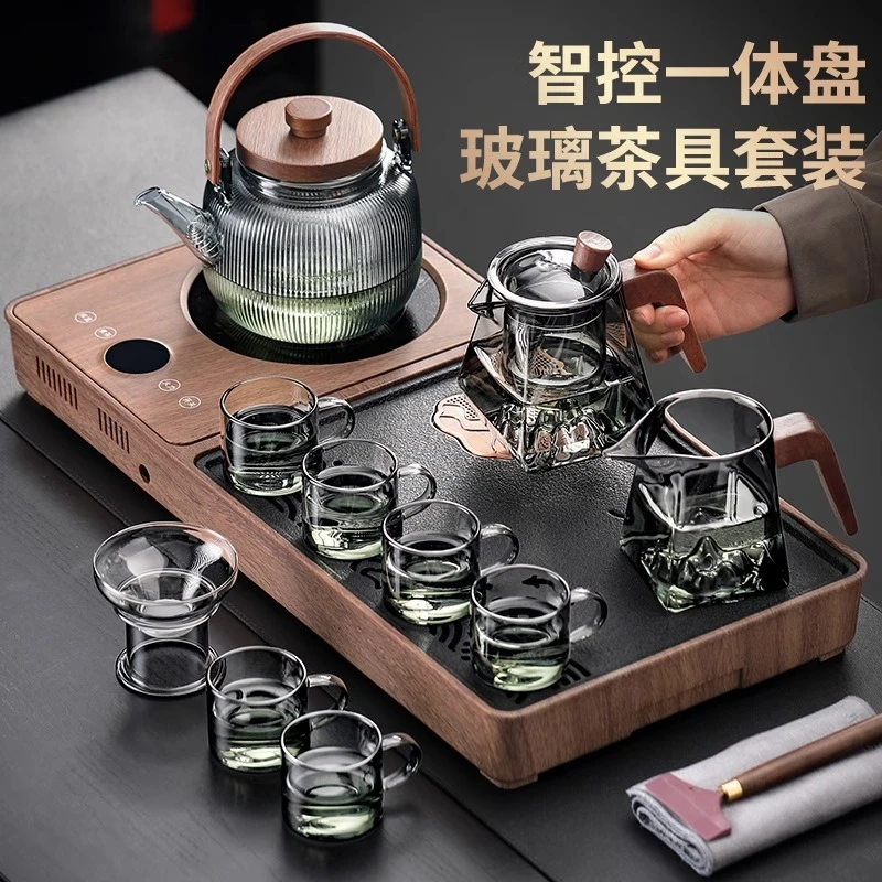 茶具茶台套装家用高档玻璃全自动烧水一体办公室功夫泡茶茶盘整套