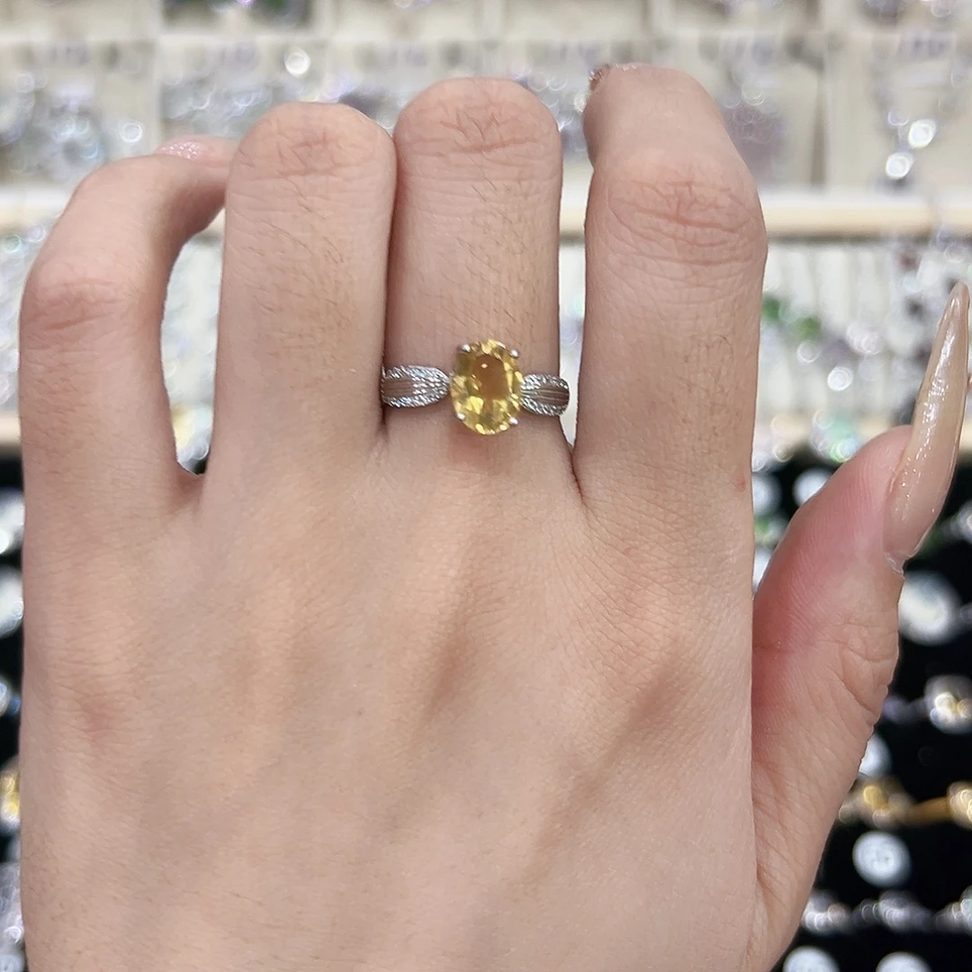 是***月黄晶戒指银S925镶嵌