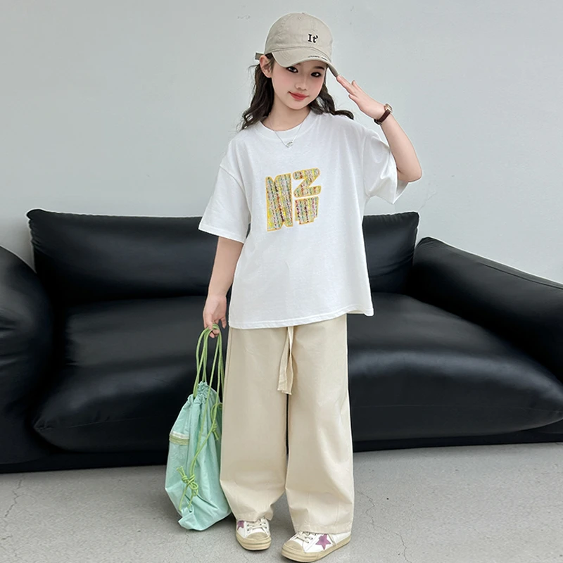 女童夏季套装2025新款洋气时尚印花两件套6-12岁中大童夏款衣服潮