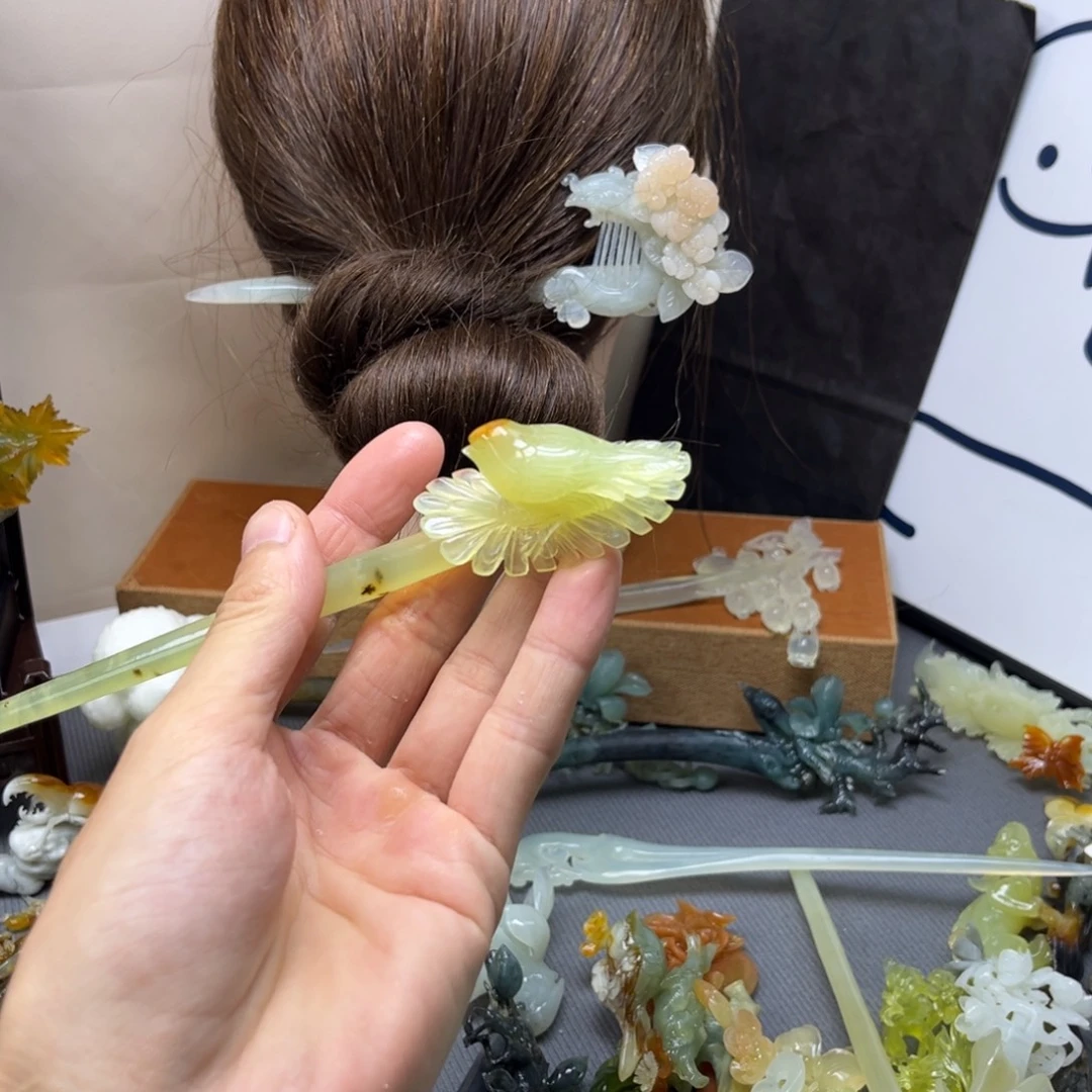 蛇纹石玉合金发饰