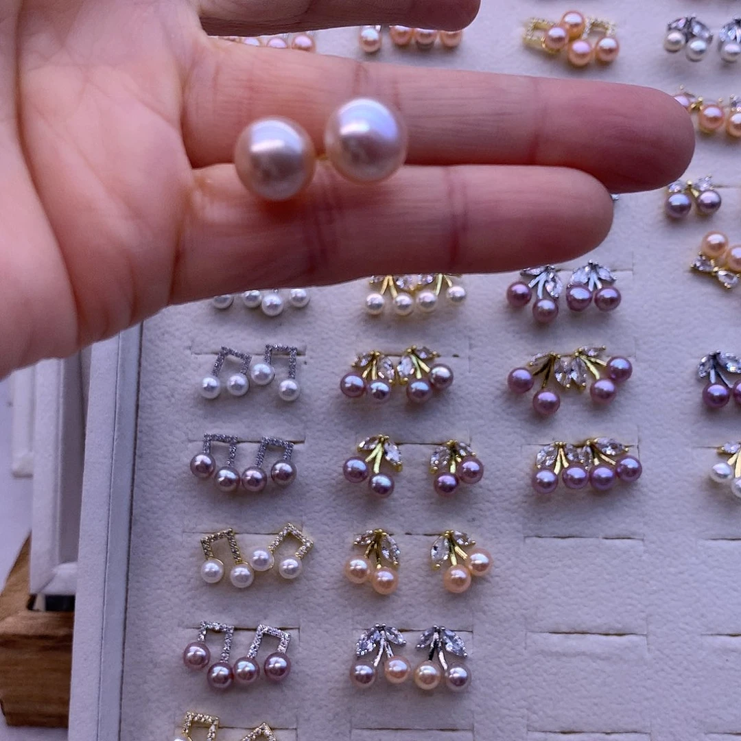 淡水珍珠耳饰合金