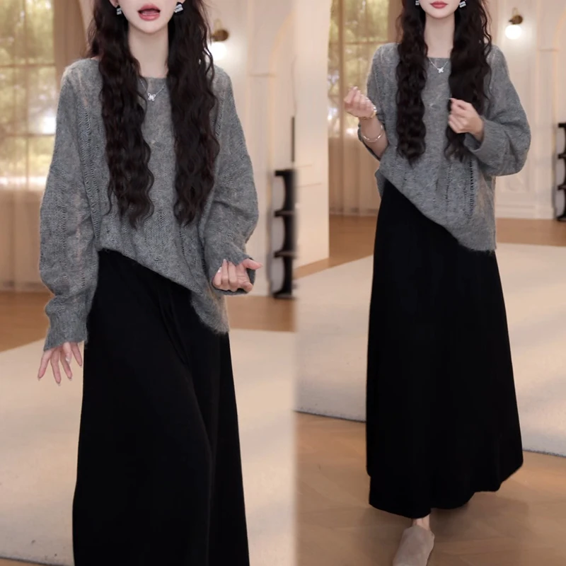 韩系慵懒风气质垂感半身裙女2025春秋新款高腰显瘦a字裙长裙裙子