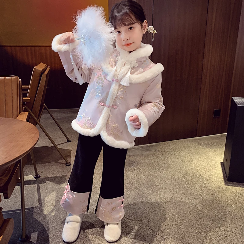 【年中浮力】米米哈罗女童重工织锦国风衣服外套裤子M86385