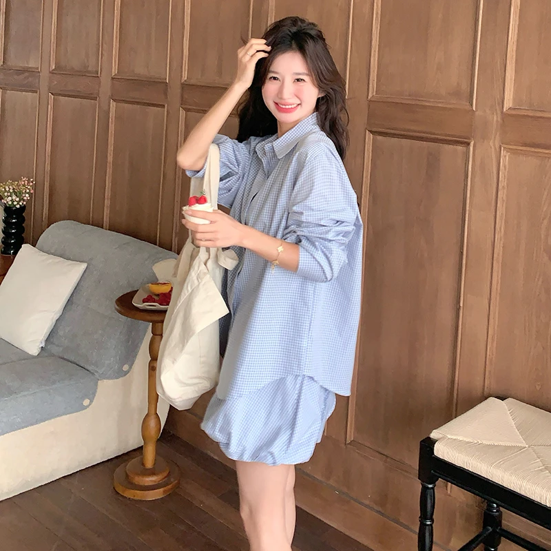 【现货数据款】韩系阔版衬衣+花苞裙2C277-6629-P130-K218