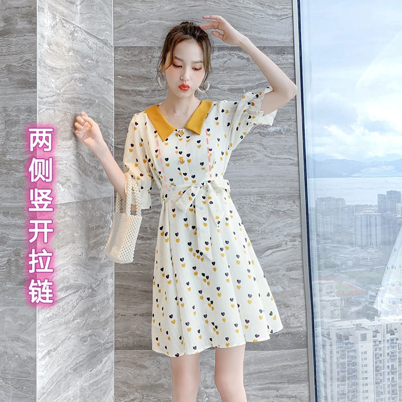 哺乳连衣裙夏季短袖辣妈款产后穿母乳外出喂奶衣时尚小个子浦乳裙