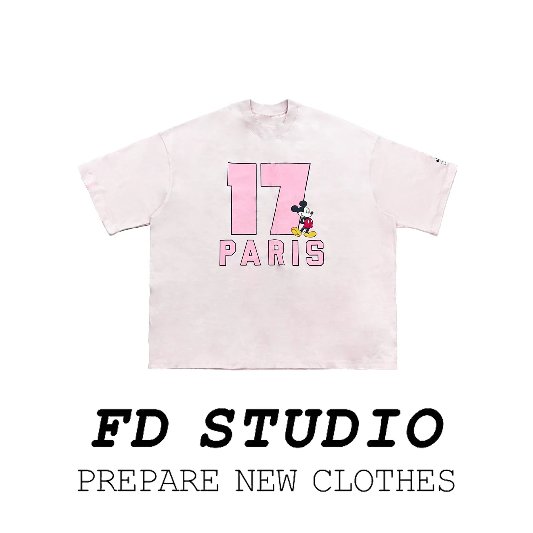 【梵町定制】FD26756夏季大版设计师款潮流17米奇短袖