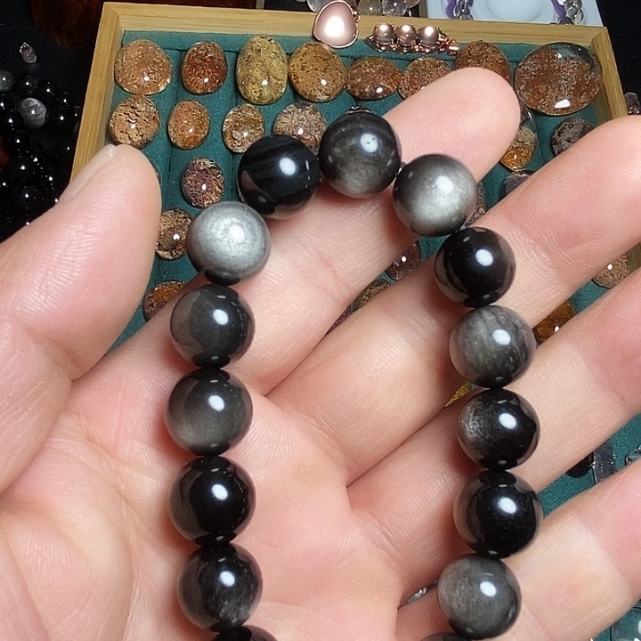 黑曜岩未镶嵌手串