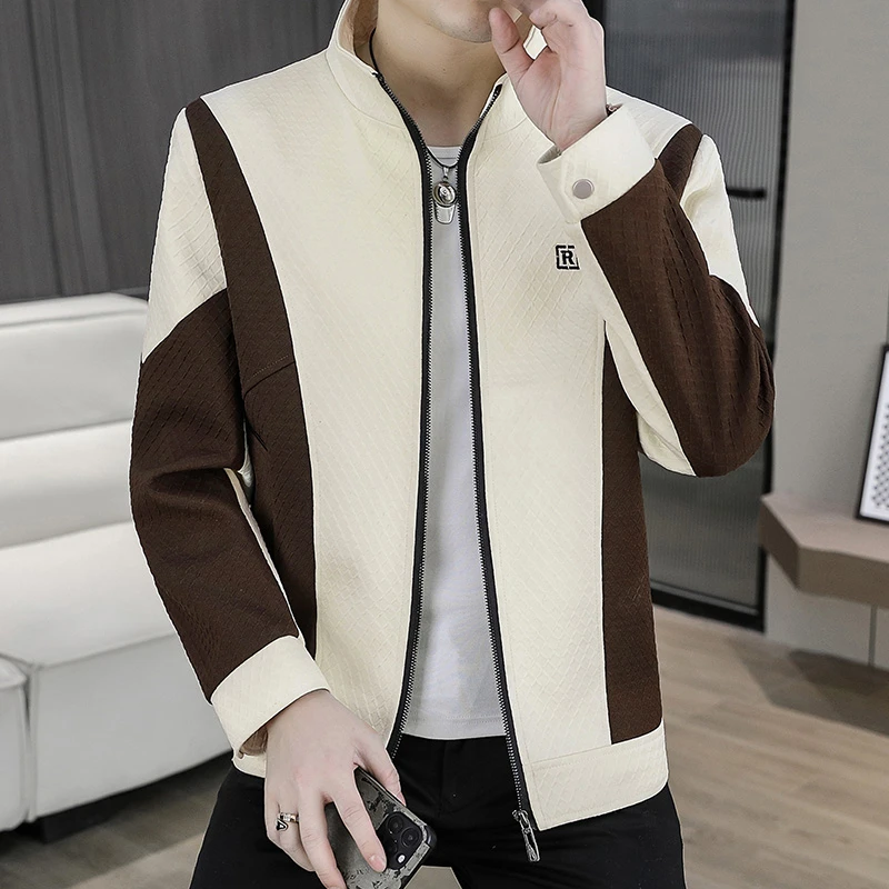2025春秋新款男士百搭休闲外套韩版潮流帅气修身时尚立领夹克外套