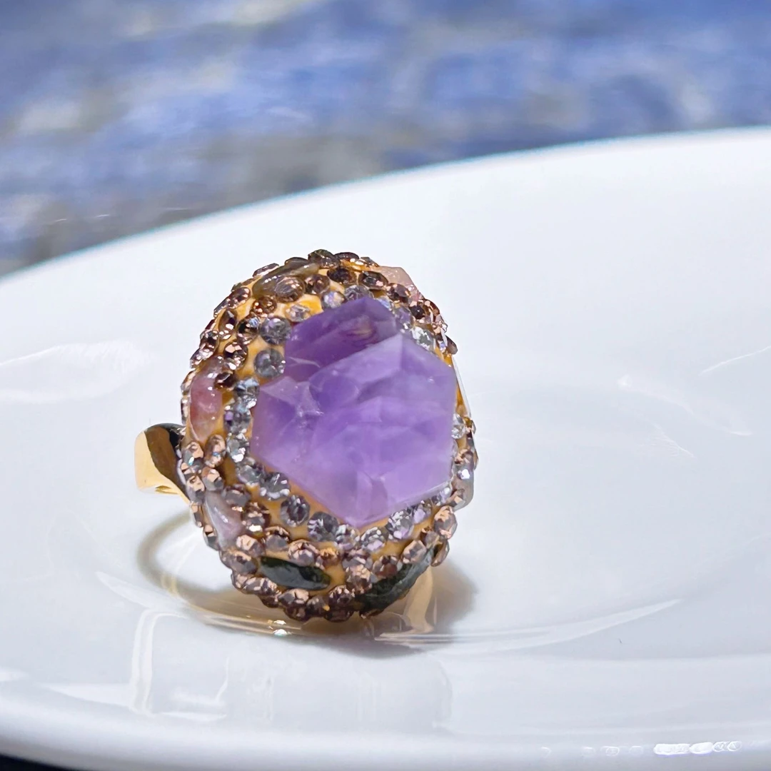 天然紫水晶戒指开口【多样性发一】【ZSJ029】