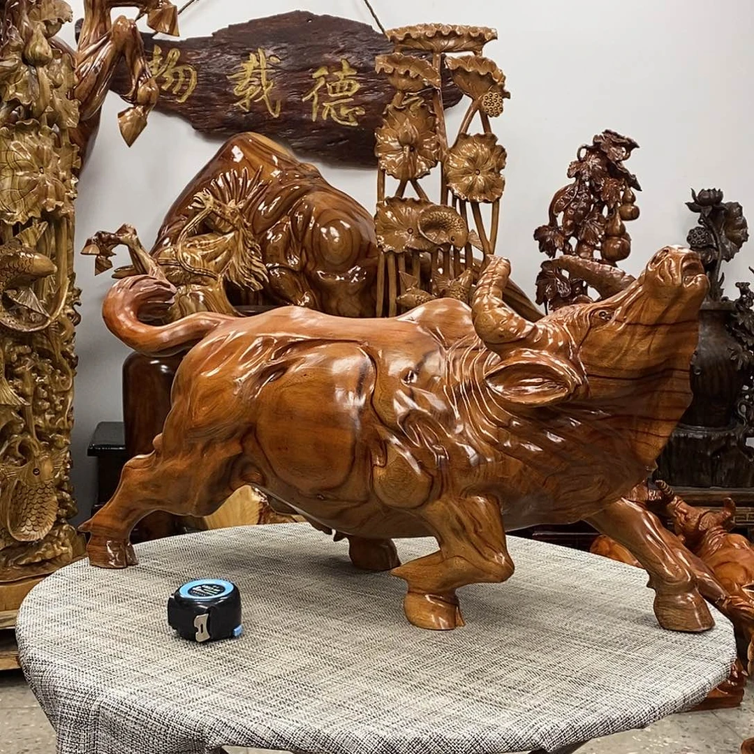 木香樟木实木牛一头