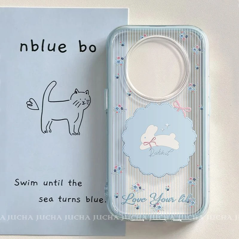 蓝碎花兔子适用vivox200promini手机壳带挂链卡通VIVOx100新款x90