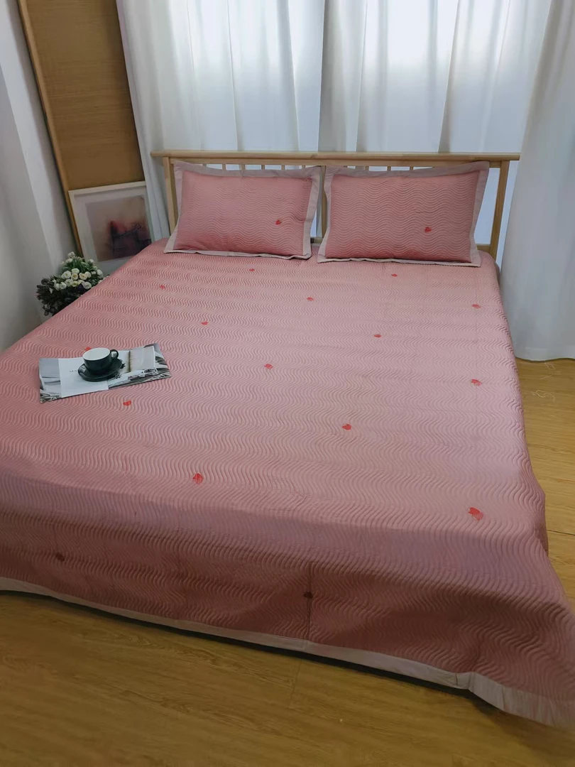 巨贵！巨好！奢丽剪绣烧花长绒棉床盖三件套245*250微瑕疵～R539