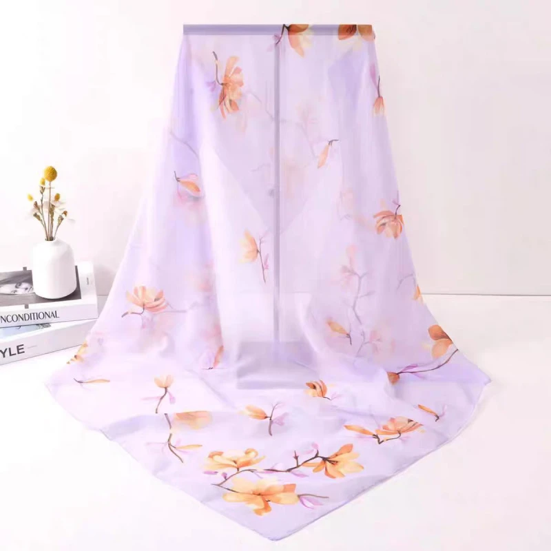 A031【紫色兰花】60*60方巾布料