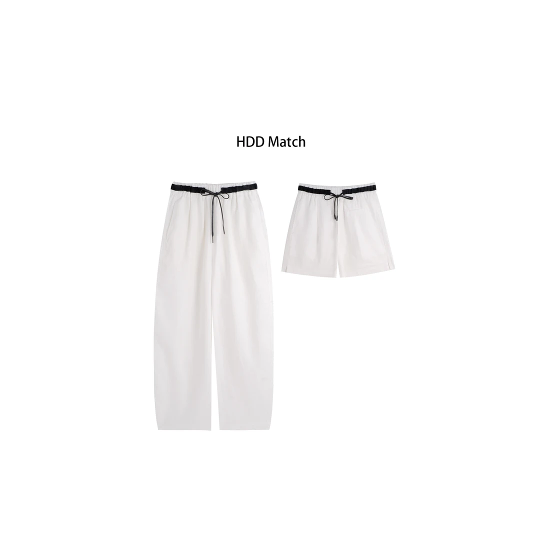 HDD Clothing"简约百搭"春夏女款拼接纯100%亚麻休闲裤 Y7597