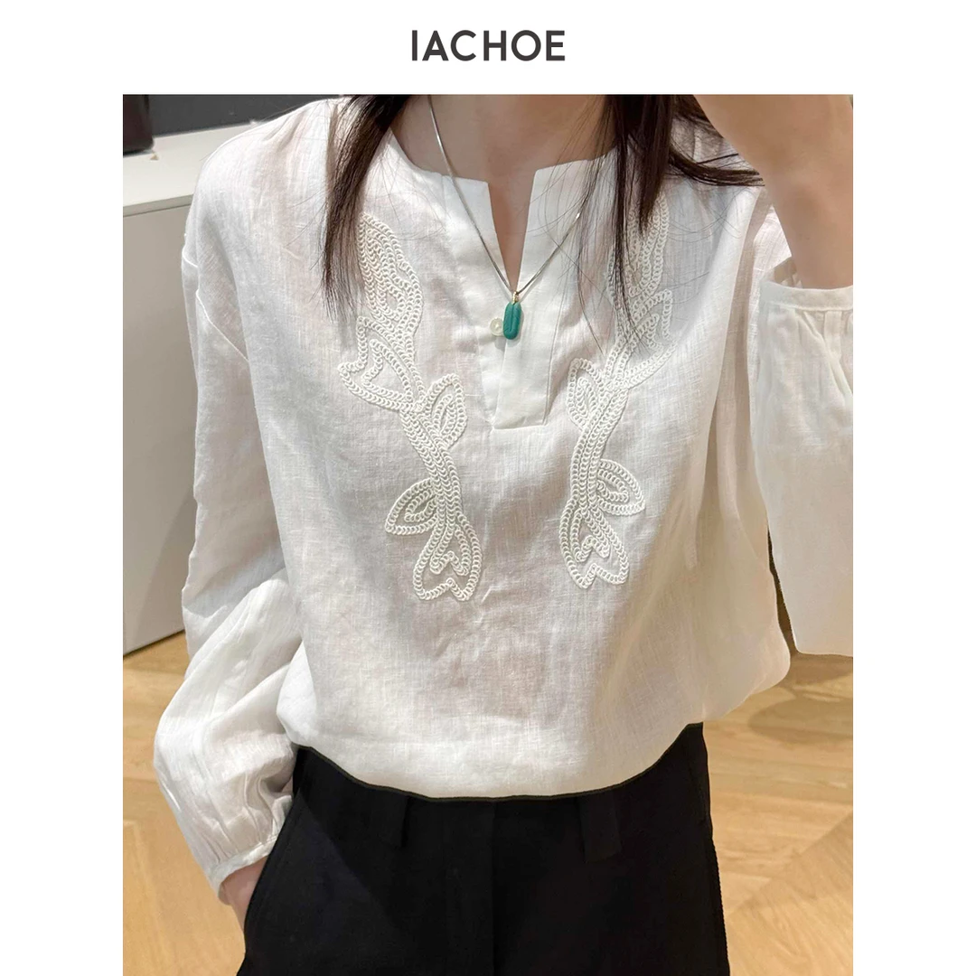 IACHOE全亚麻绣花衬衫3621504016