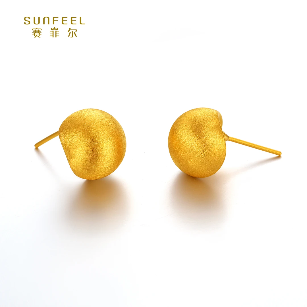 SUNFEEL/赛菲尔【四店】足金5D硬金蘑菇直针耳钉5DE00131
