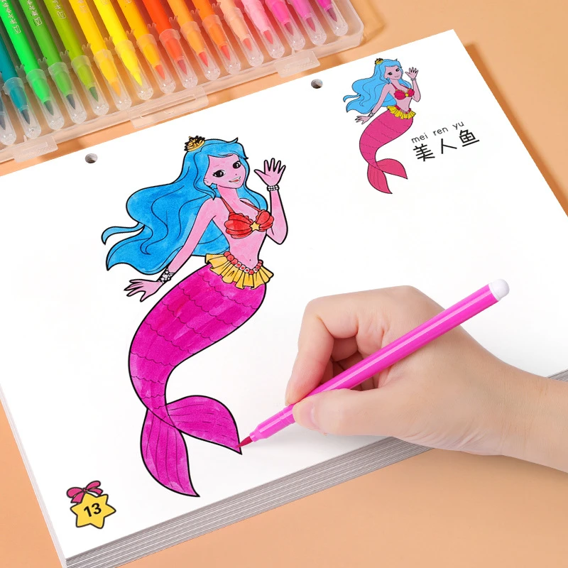 画画本幼儿园涂色绘画本描绘书2岁3-6宝宝涂鸦填色图画绘画册
