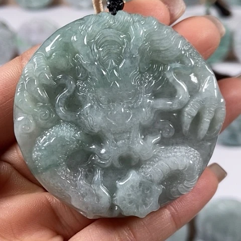 翡翠颈饰未镶嵌龙凤呈祥两面工福利