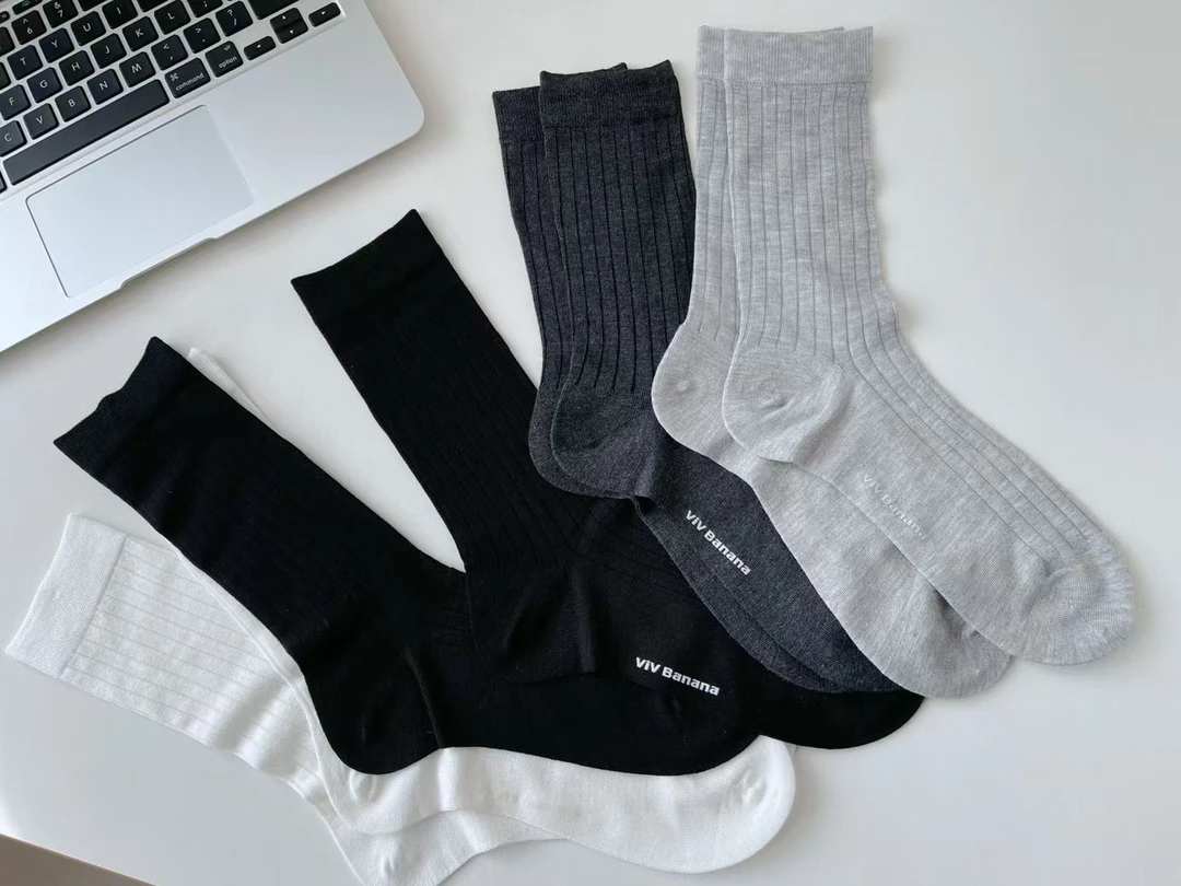 【简涉】春夏舒适好穿 一盒四双装 含蚕宝宝的中筒袜