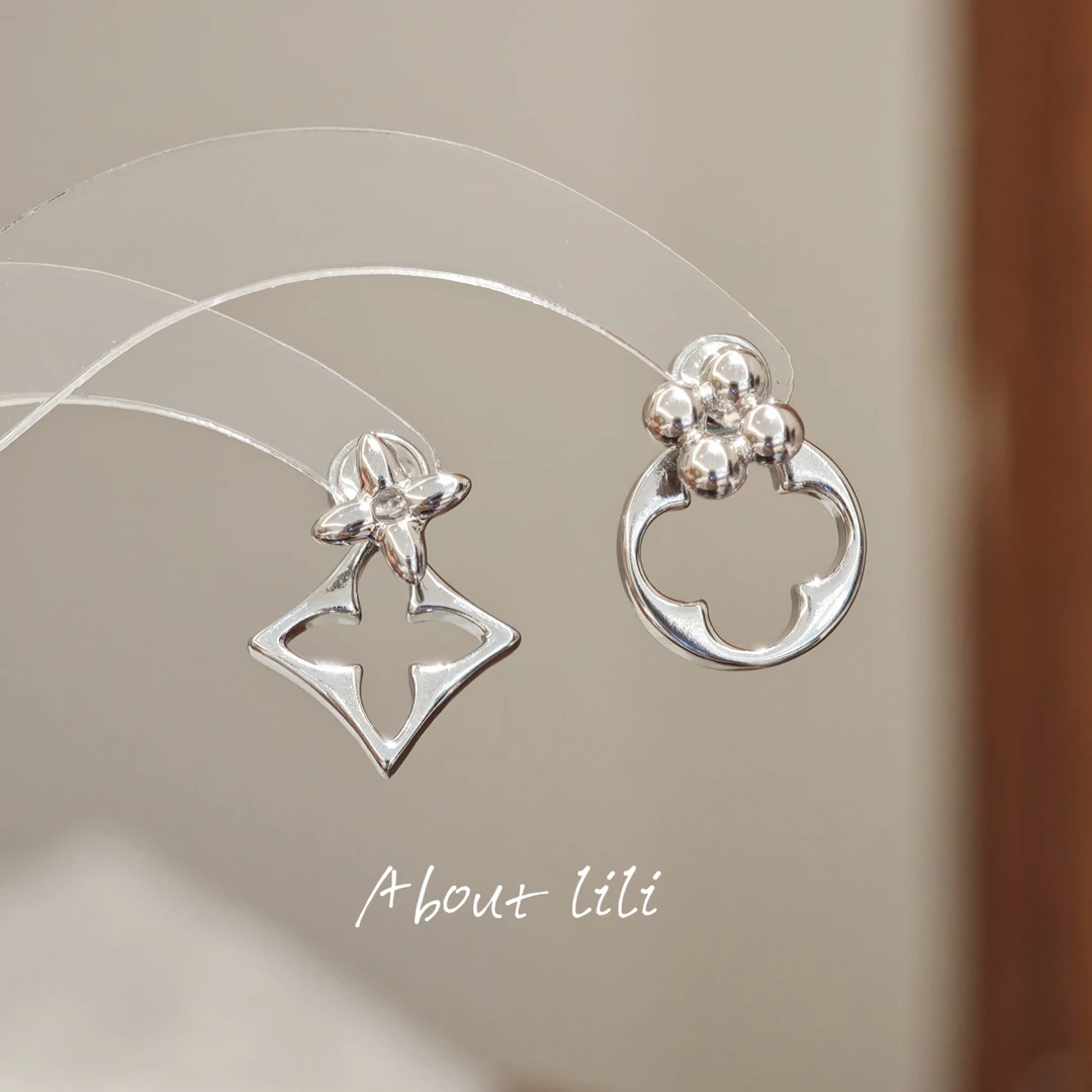 铜合金耳饰 [有耳夹]时尚简约不对称两戴个性耳环韩系耳饰女新款