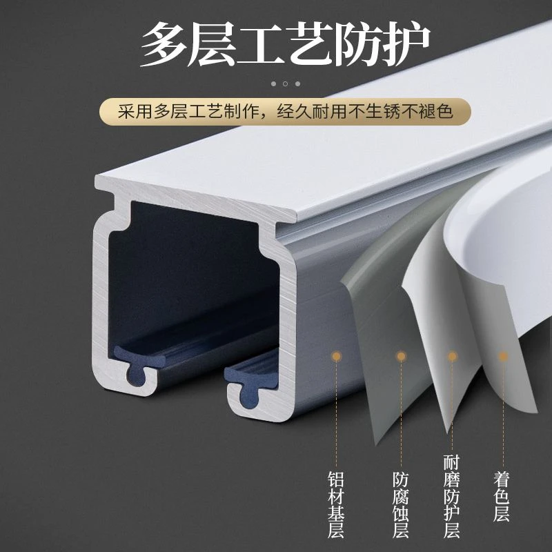 加厚静音窗帘轨道铝合金双轨导轨滑轮滑轨顶装侧装窗帘杆滑道单轨