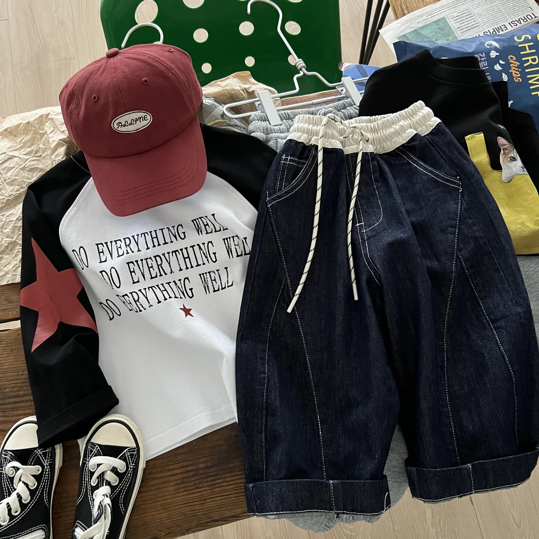 豆豆家  V家 儿童春季新款原色牛仔裤 25510