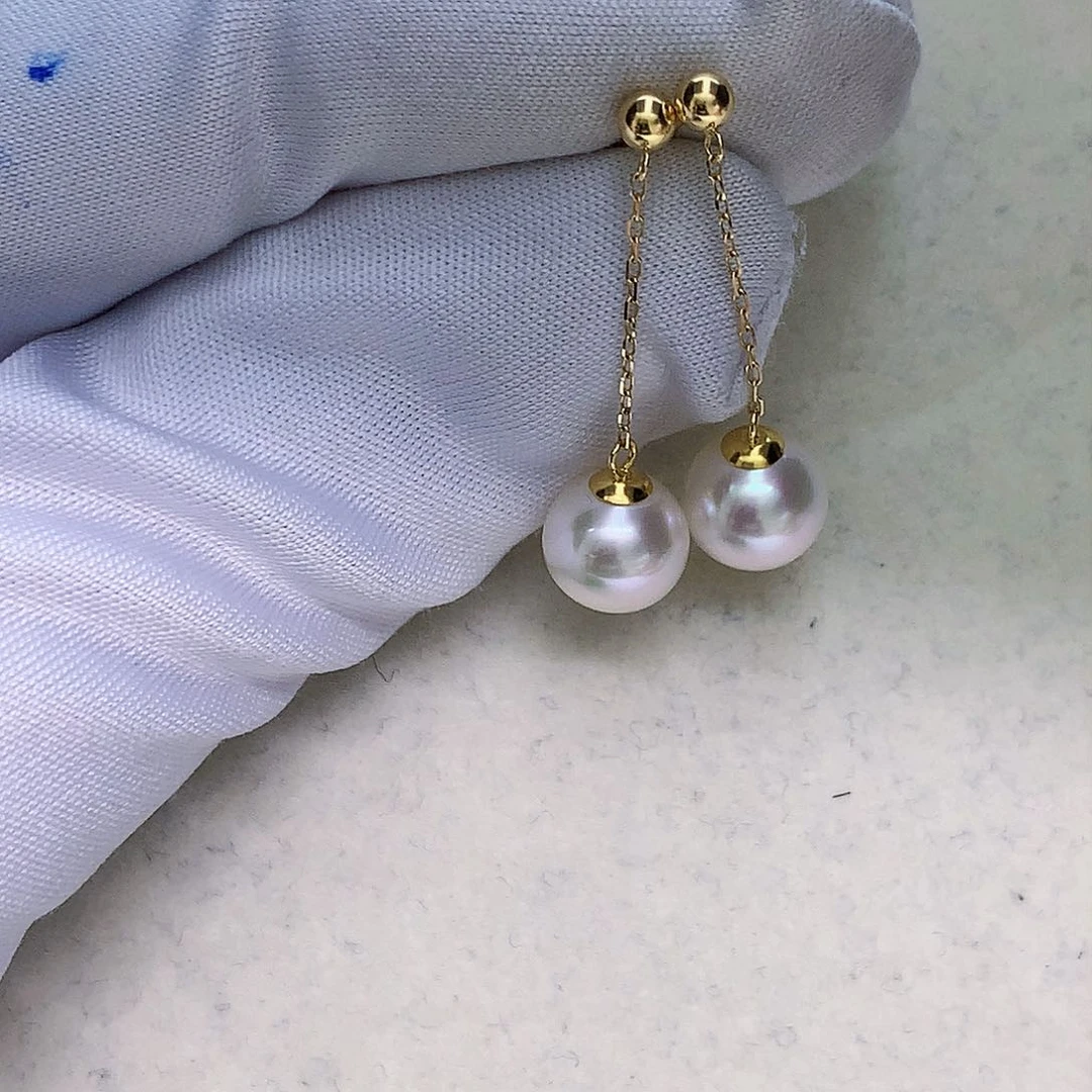 18K金镶嵌耳环海水珍珠