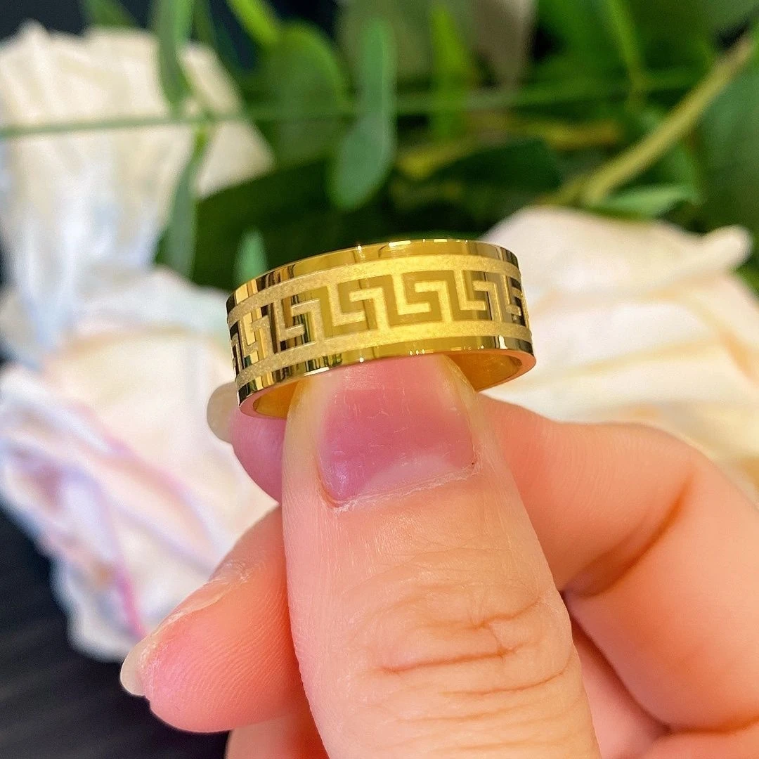 铜合金戒指 铜合金长城纹戒指时尚百搭精美情侣对戒女款男士男款