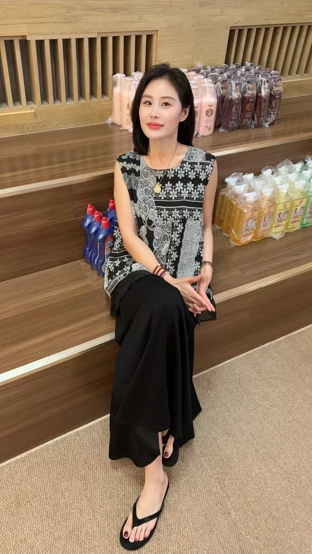 Miss huo 夏款假两件 D黑灰色 85210