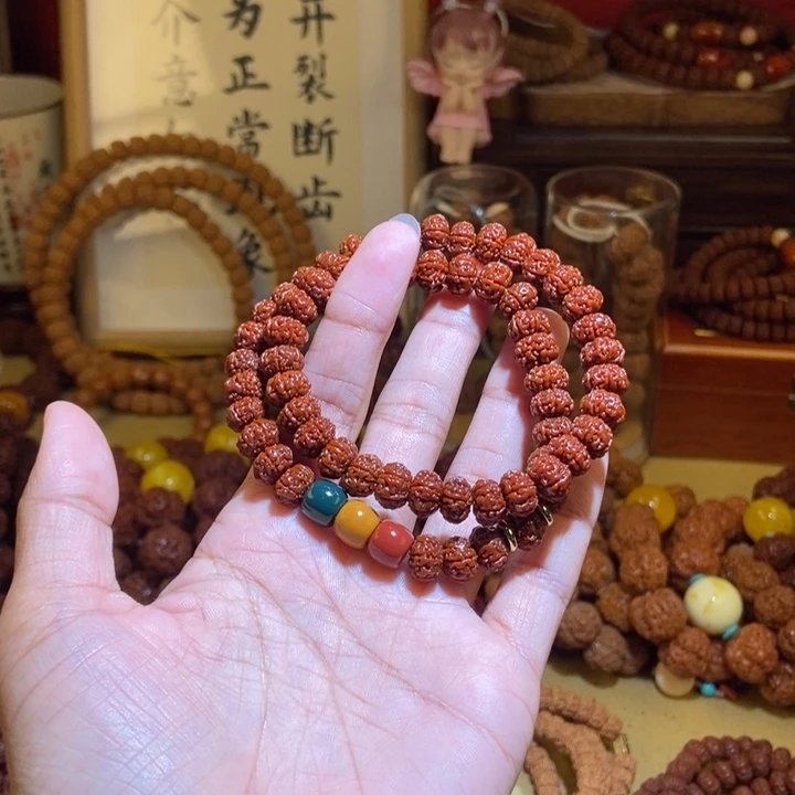 吊坠金刚菩提106玉化双圈红绿珠