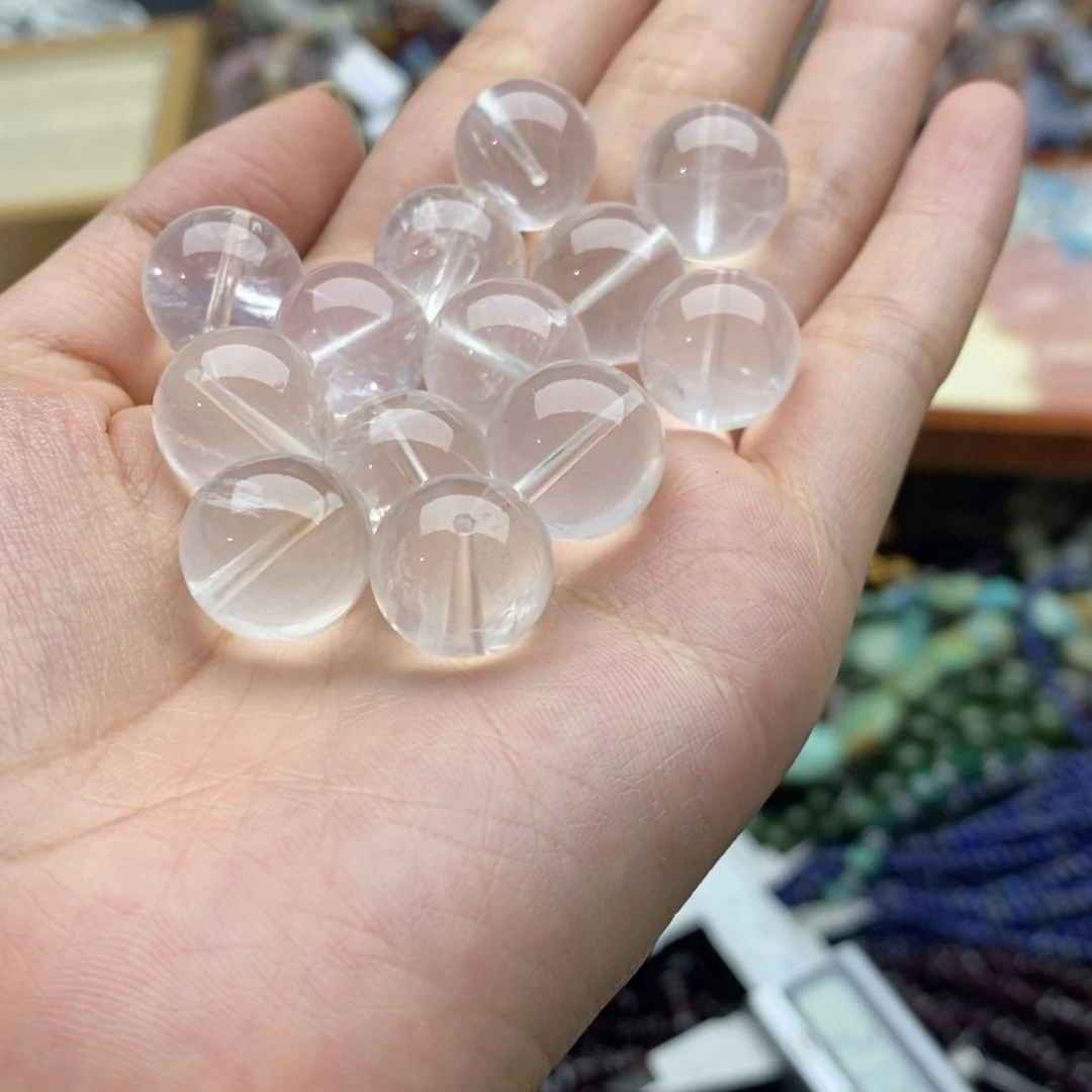 玛瑙/玉髓未镶嵌珠宝半成品两个14mm奶白晶纯天然