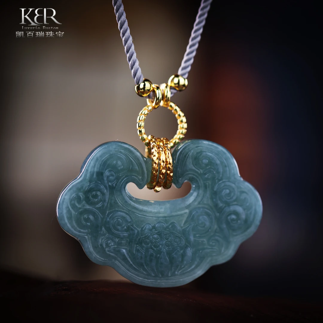 【精选】天然A货翡翠如意锁吊坠项链简约百搭 KBR1025004
