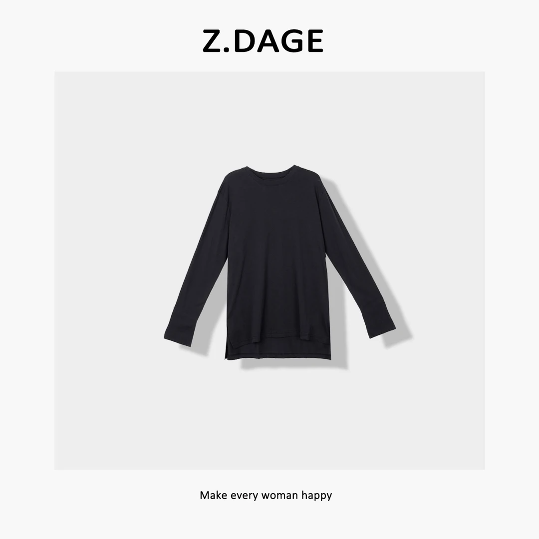 Z.DAGE'浪漫’秋季款时尚不规则设计净版打底T恤-24755