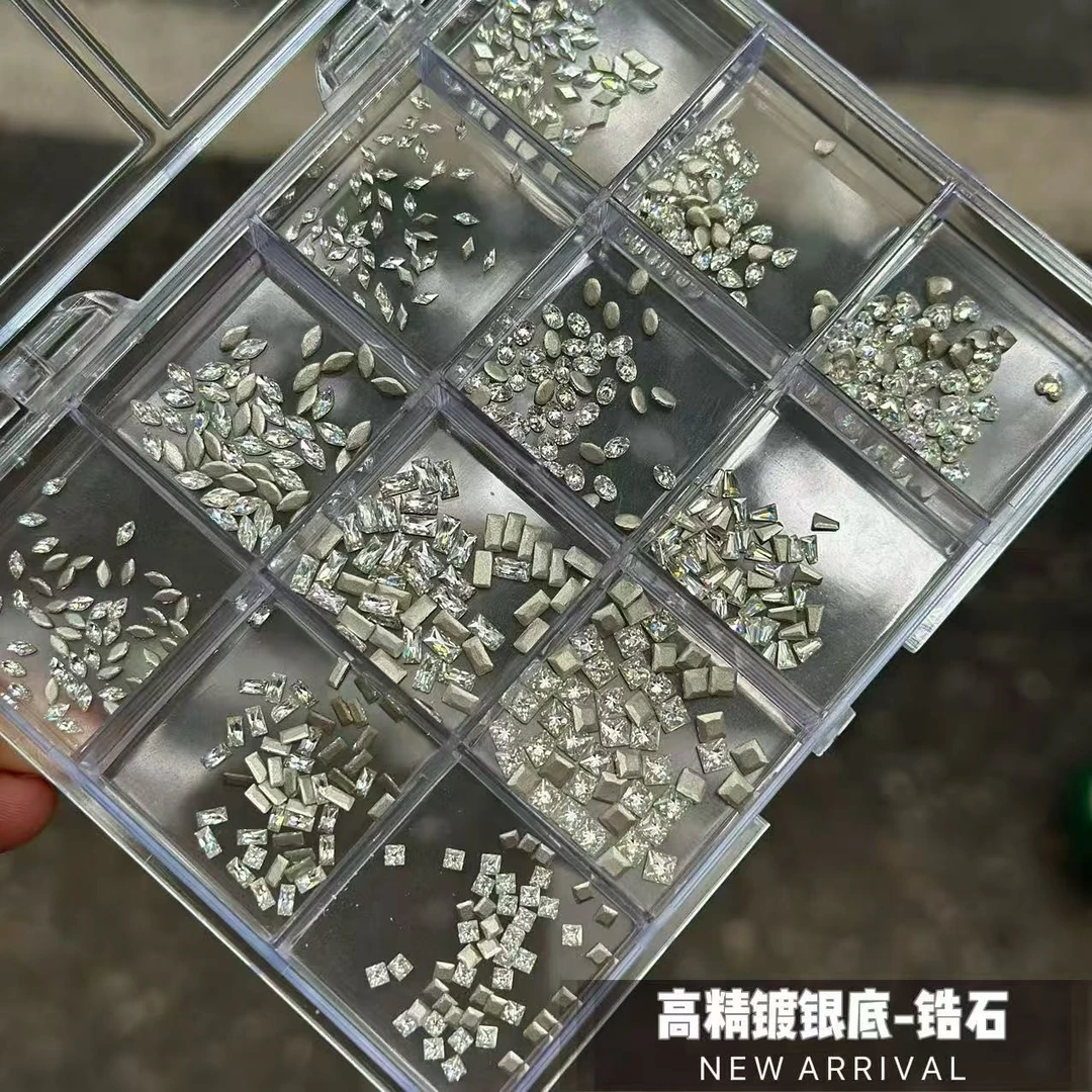 5A美甲饰品倒边平底锆石 白色迷你小号精工高品质 超闪