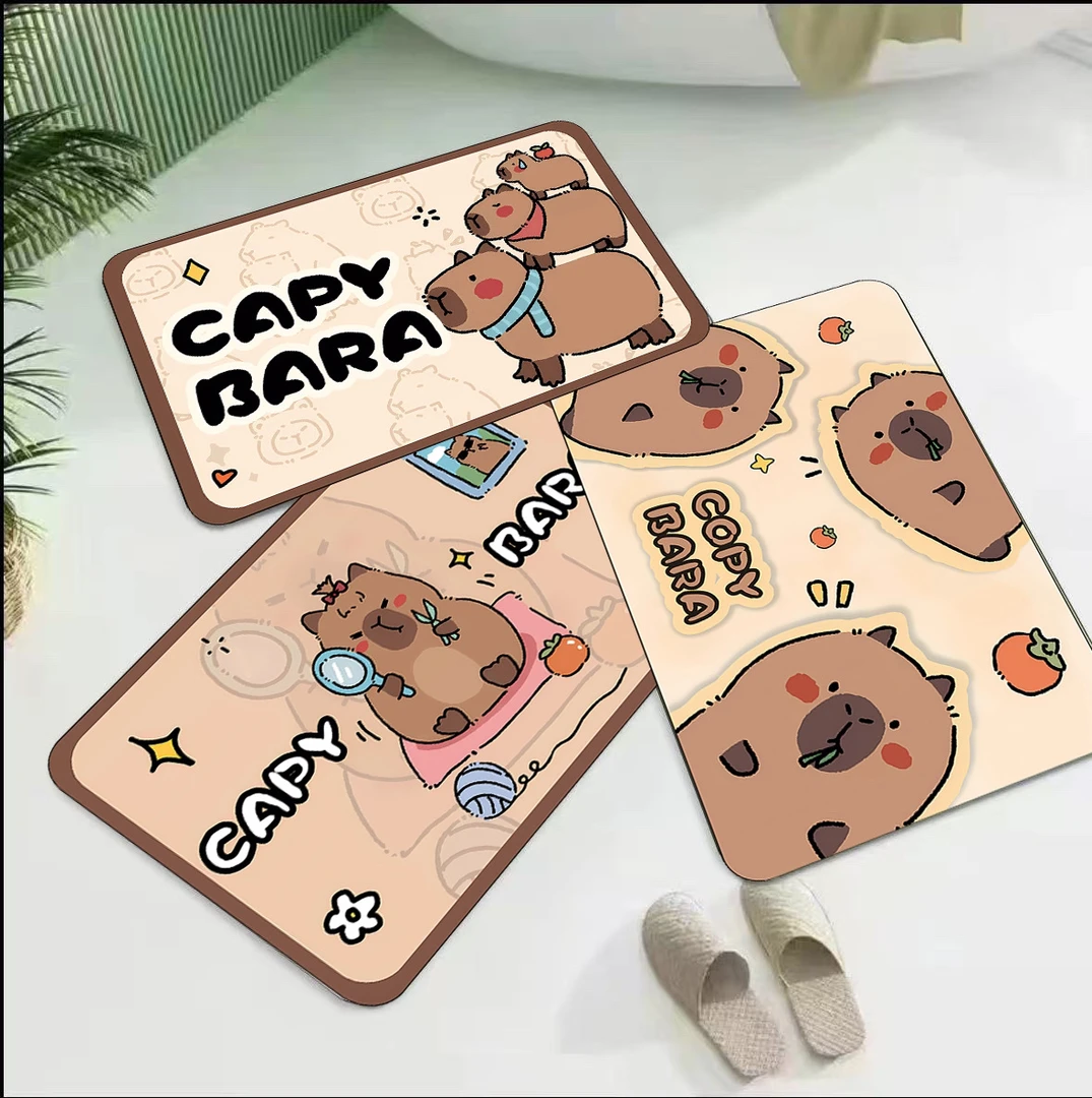 卡皮巴拉 三件装 硅藻泥底卡通潮流厨房浴室 桌面台面垫足40*60cm