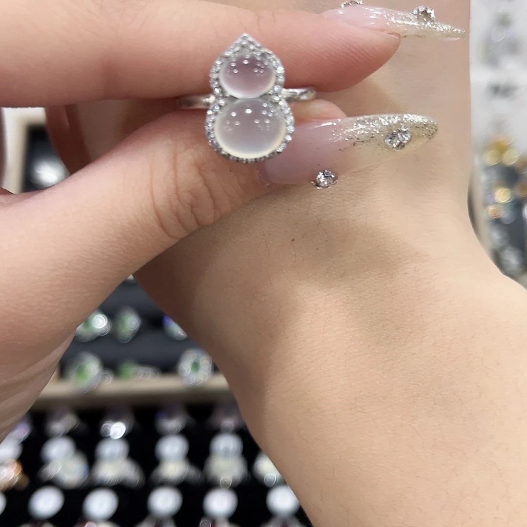 岫玉银S925镶嵌戒指葫芦款