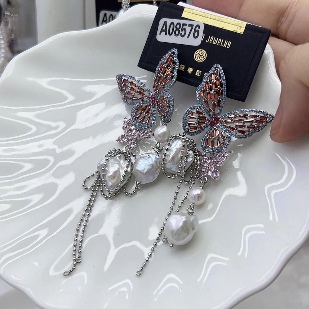 淡水珍珠耳饰银S925镶嵌