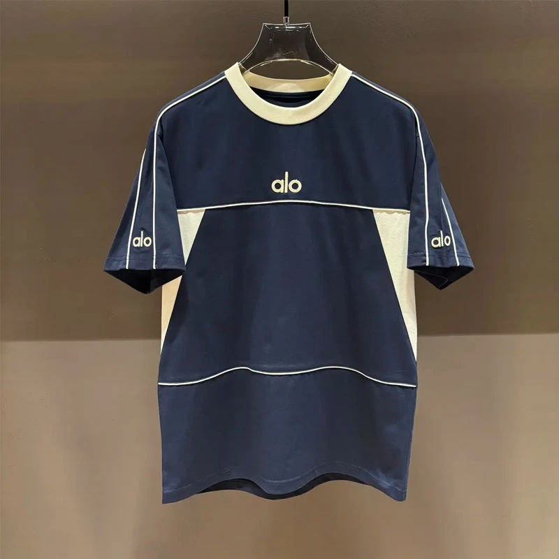 欧货轻奢高定大牌男装上衣2025夏季新款字母刺绣撞色宽松短袖体恤