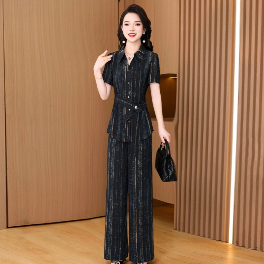 阔太太高贵显瘦套装2025新款夏装时尚遮肉爆款气质两件套