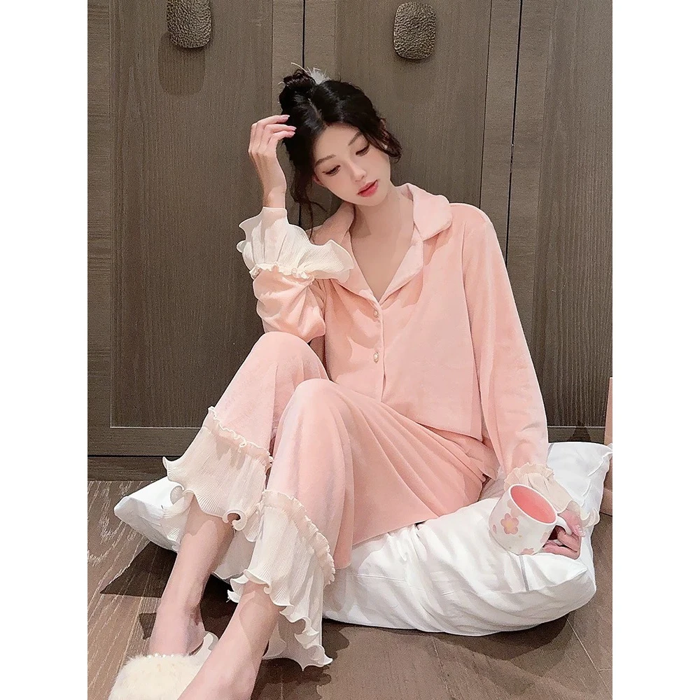 【富美千金!】海岛绒秋冬款睡衣韩版气质网红时尚宽松显瘦女家居服